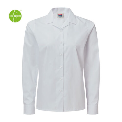DL84 ECO L/S BLOUSE - REVER COLLAR WHITE (2PK)